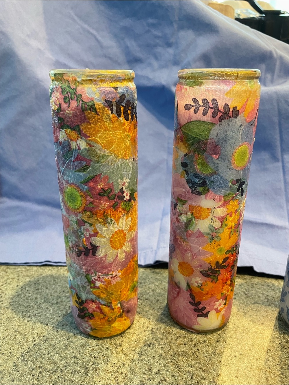 Floral Decoupage candle (multiple purchase discount)